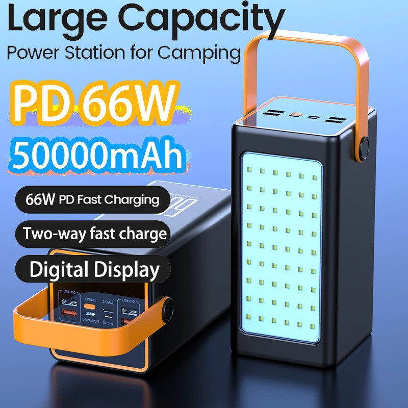 ใหม่ 70000mAh Power Bank 120W ที่มีประสิทธิภาพขนาดใหญ่ความจุภายนอกแบตเตอรี่สํารอง Fast Charging 5000