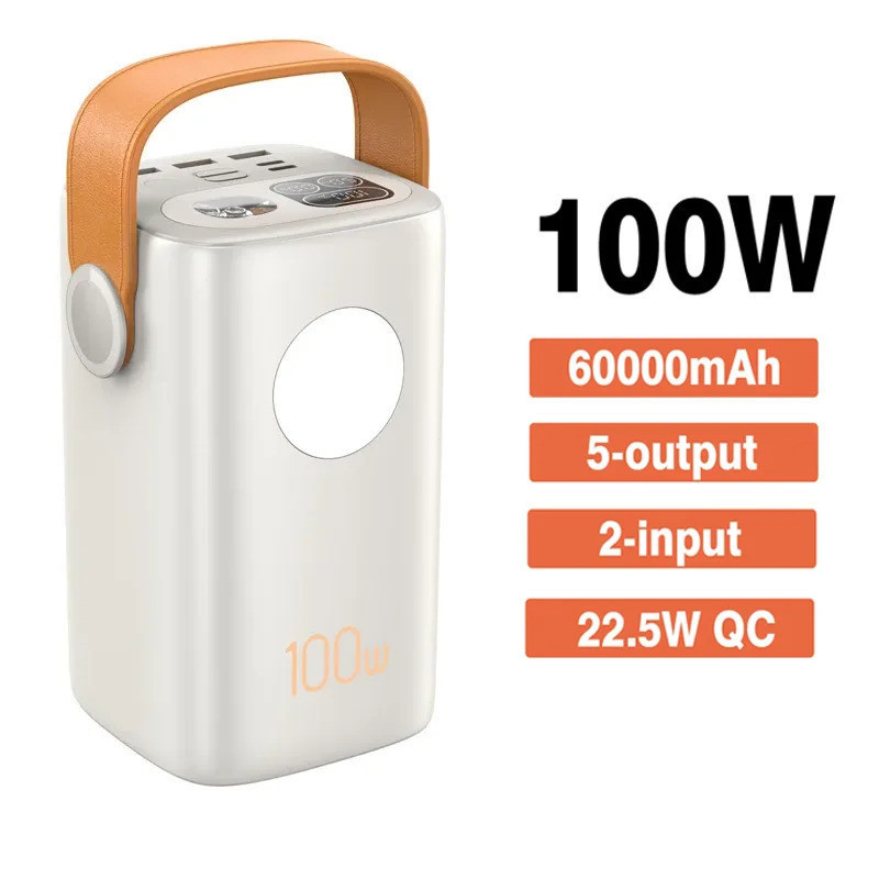 PD100W 60000mAh Power Bank USB C แบบพกพา Fast Charging ภายนอกแบตเตอรี่สํารองขนาดใหญ่ความจุ Powerbank