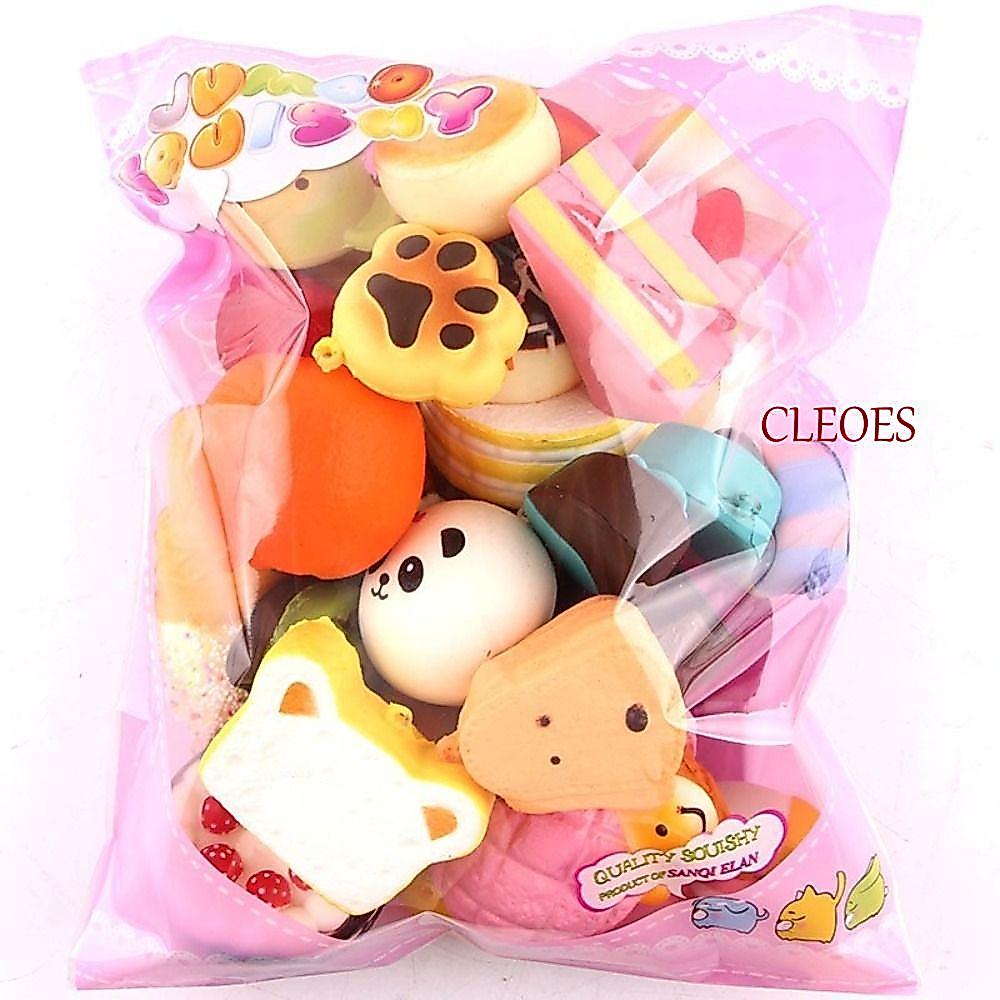 CLEOES Squishes ของเล่น, สายคล้องโทรศัพท์มือถือ Banana Toast ขนมปังนุ่มของเล่น, ขนมปังจําลอง Mini ขนาด Kawaii แกล้งเล่นอาหารบีบจี้เค้ก