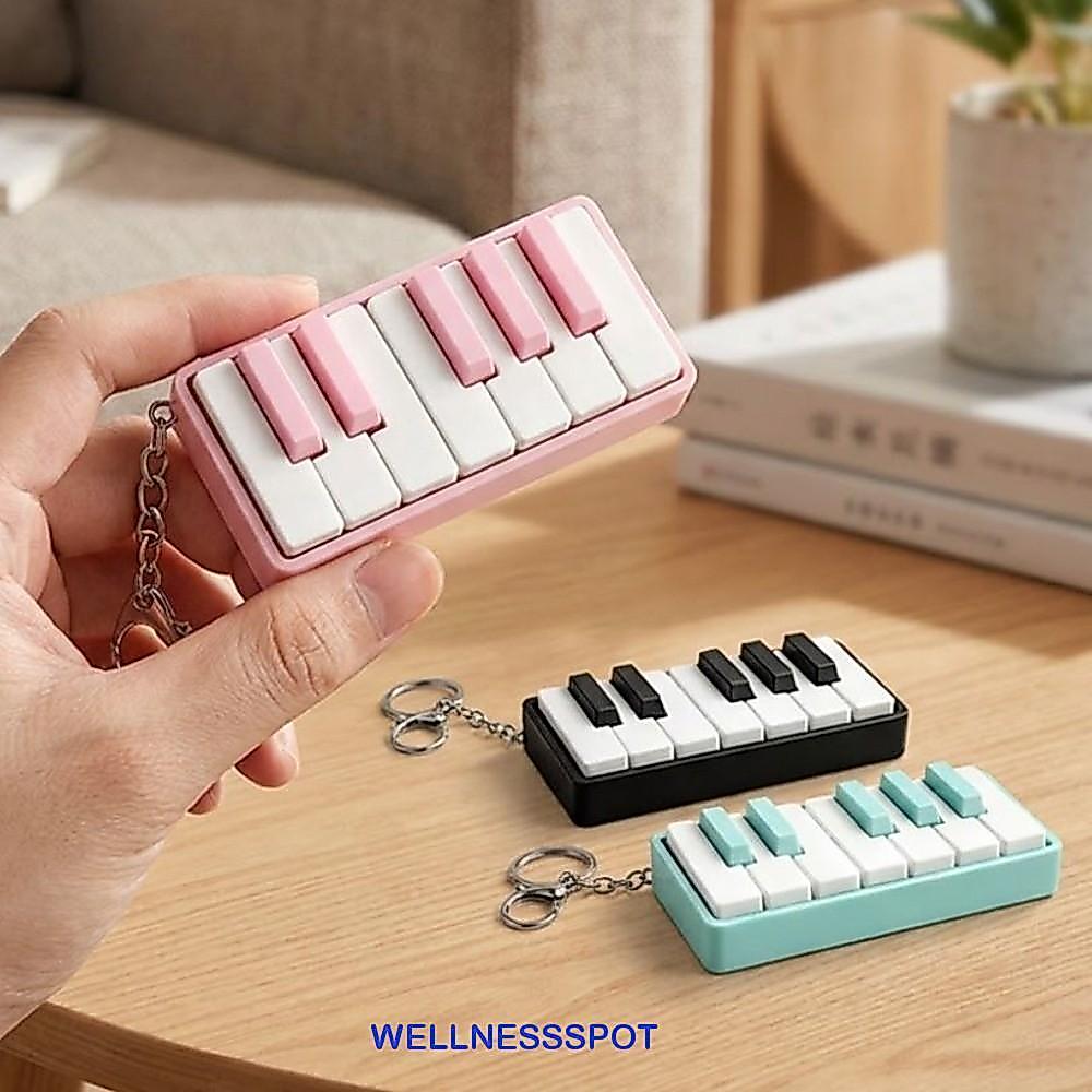 WELLNESSSPOT พวงกุญแจคลิกความเครียดเปียโน, 3D พิมพ์สัมผัสกล Fidget Piano Charm พวงกุญแจ, ความแปลกใหม่คลิกเอฟเฟกต์เสียง 12 คีย์กดคีย์บอร์ดเปียโน Clicker Office-stress