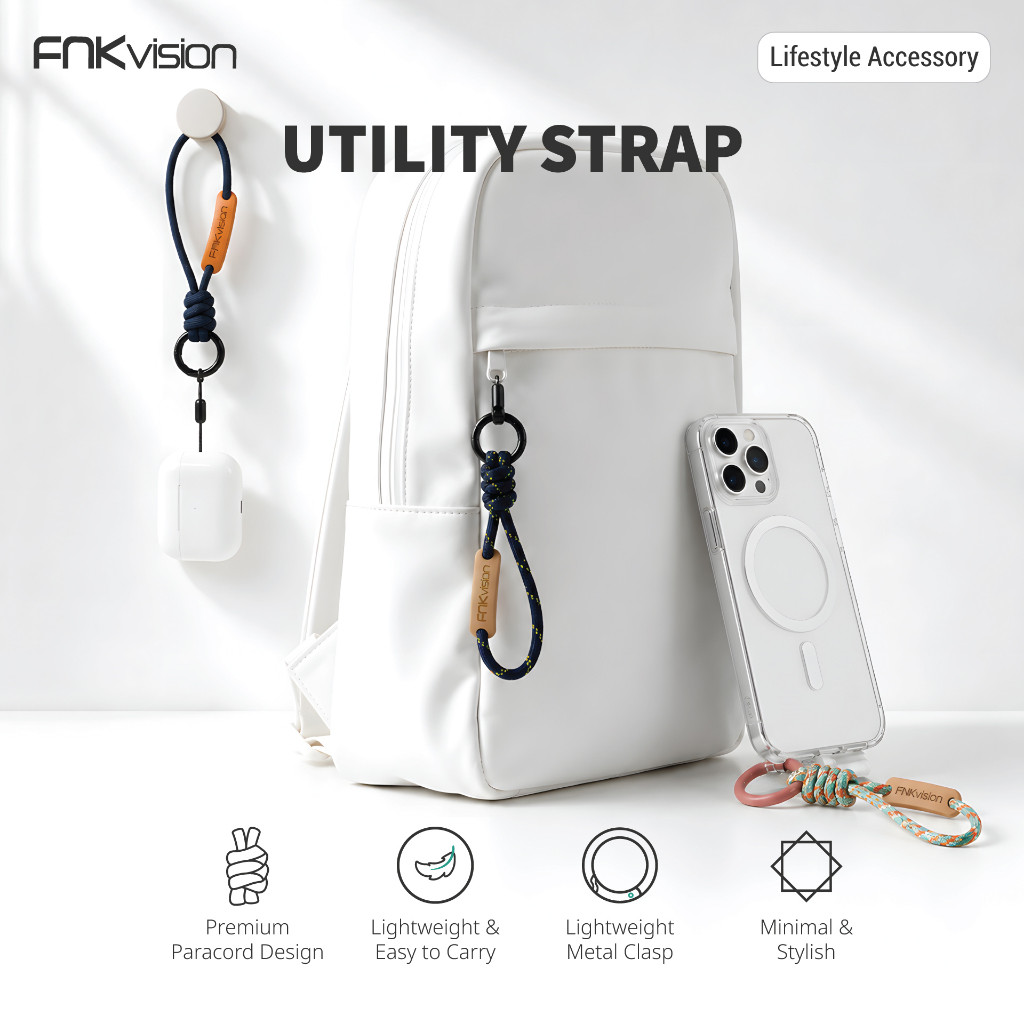 FNKvision Utility Strap สายคล้องมือถือสั้น เชือกพาราคอร์ดถัก พวงกุญแจ กระเป๋า กล้อง น้ำหนักเบา มีหลายสีให้เลือก
