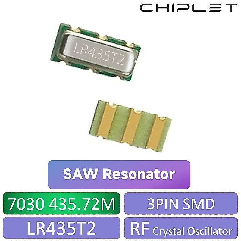 20pcs 7030 SAW Resonator 3P 435.72M 435.72MHZ LR435T2 LR435 435M SMD RF คริสตัล Oscilator 3Pin 3070 