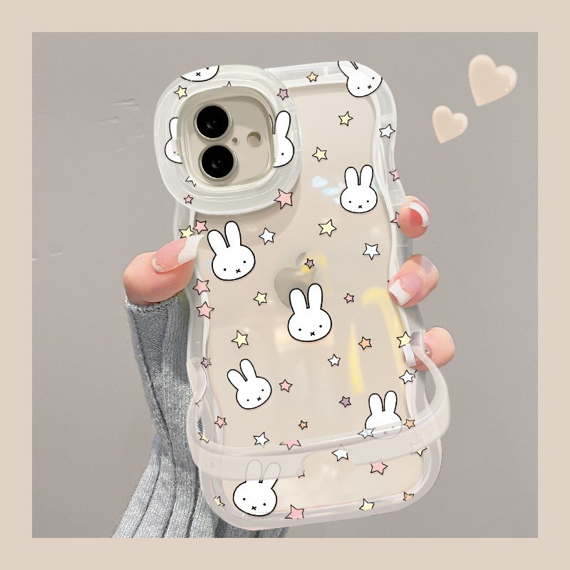 Star Miffy Rabbit เหมาะสําหรับ Apple 15promax เคสโทรศัพท์ iphone17 โปร่งใส 14 ซิลิโคน 16 พร้อมวงเล็บ