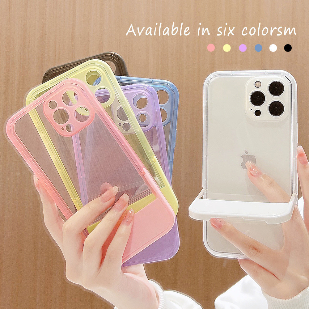 วงเล็บที่มองไม่เห็นเหมาะสําหรับเคสโทรศัพท์ iPhone16 15 Apple รวมทุกอย่าง XS/XR Simple 11 โปร่งใส 14P