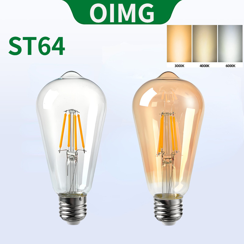 OYMG LED Retro Edison Filament หลอดไฟ ST64 220V E27 2 W/4 W/6 W/8 W/12 W/16 W แสงสีขาว 6000 K Neutral Light 4000 K แสง 3000 K