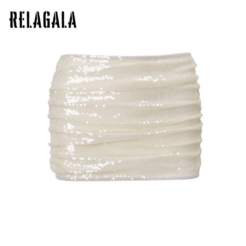 กระโปรงมินิเลื่อมแฟชั่น สไตล์เซ็ก시สำหรับผู้หญิง