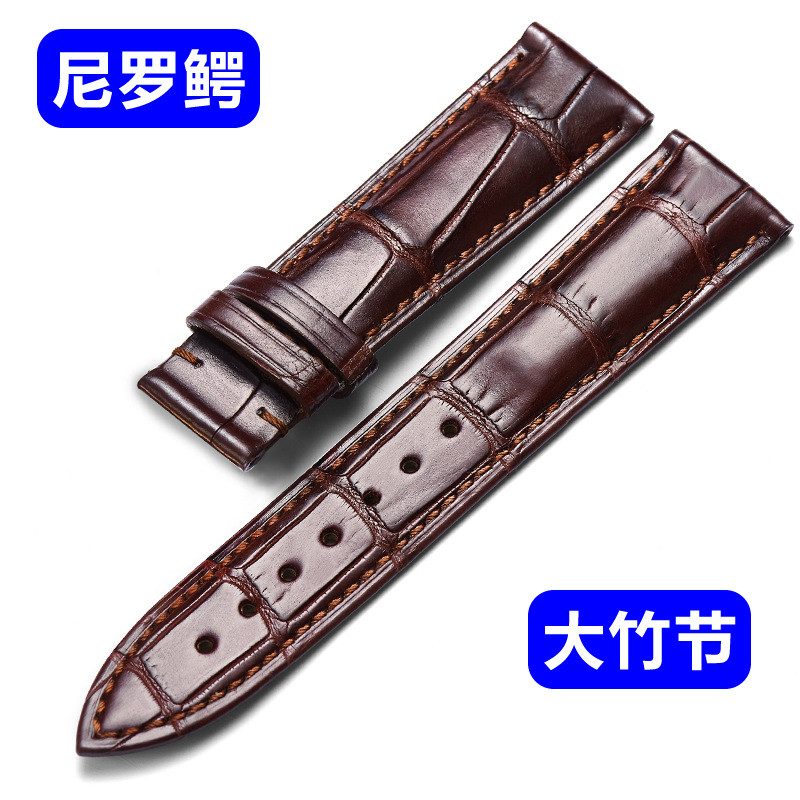 สายหนังจระเข้ Nile Ready Stock Factory Straight Batch Large Bamboo Pattern Crocodile Leather Chengzh