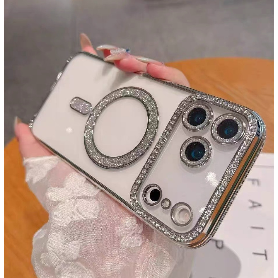 เคสกันกล้อง แต่งกลิตเตอร์ เคสแม่เหล็ก ชาร์จได้ สำหรับ iPhone 17 17Pro 17Air 17Promax 16 Pro max  15 14 13 12 11 Promax
