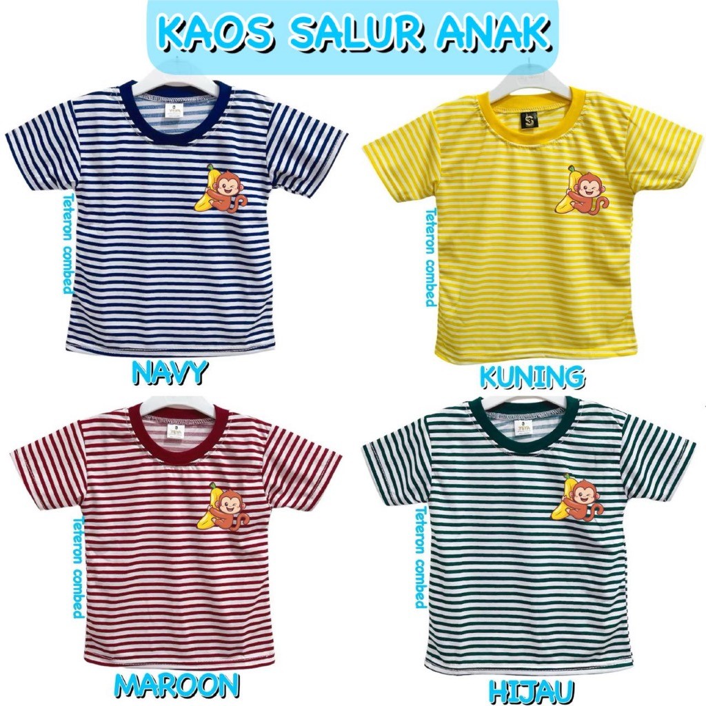 KATUN YEYA - CHILDRENS STRIPE TOP T-SHIRT DTF COTTON T-SHIRT L0G0 MONKEY/ANIMAL