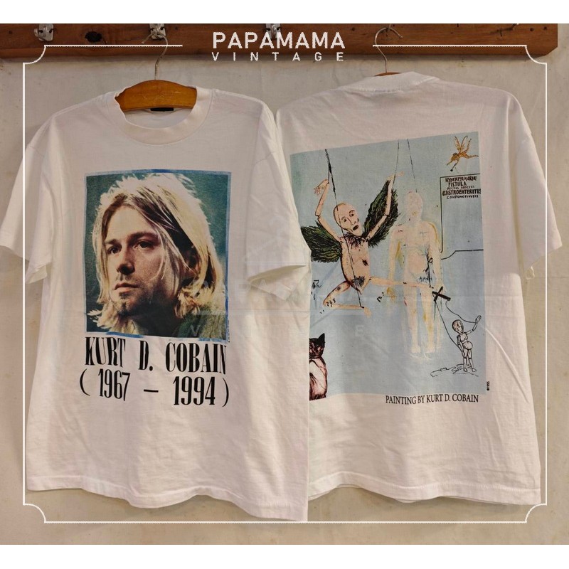 NIRVANA KURT COBAIN long sleeve แม่ชม Bio Washed tag USA เสื้อวินเทจ เสื้อทัวร์ วงร๊อค papamama vintage shirt