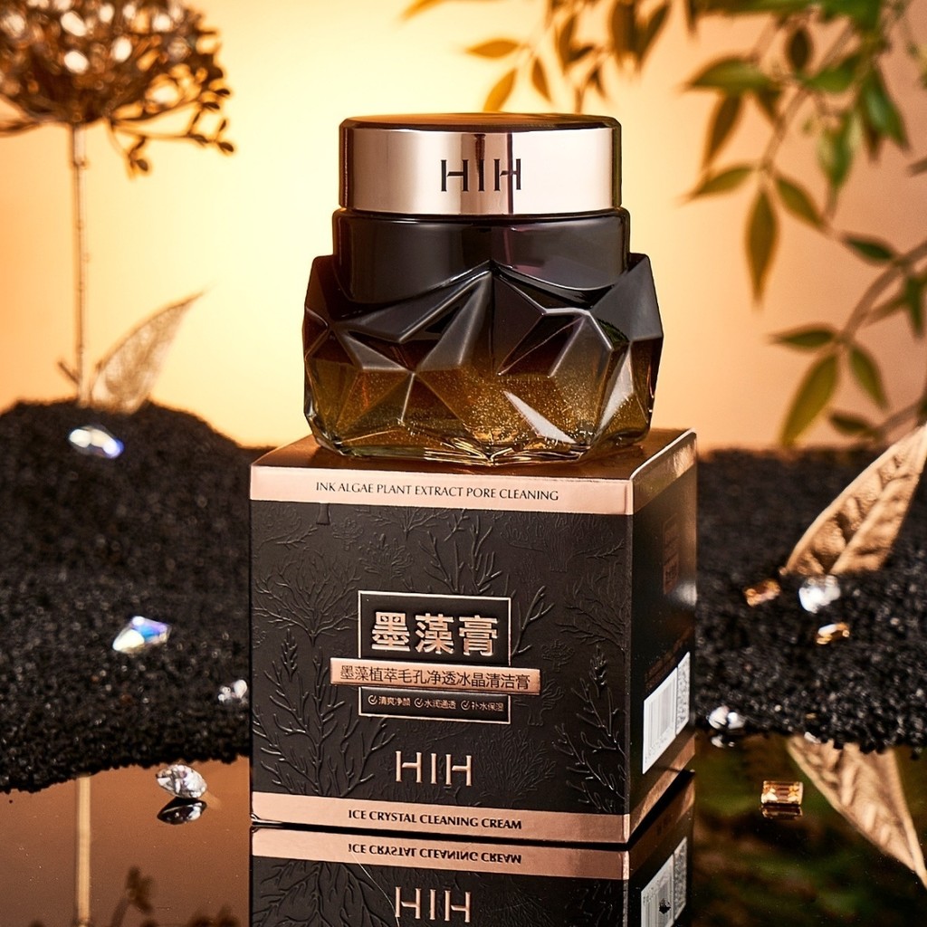 HIH ครีมกําจัดขนสีดําทําความสะอาดคริสตัลน้ําแข็งหมึกสาหร่ายสารสกัดจากพืชรูขุมขนครีมทําความสะอาดเครื่