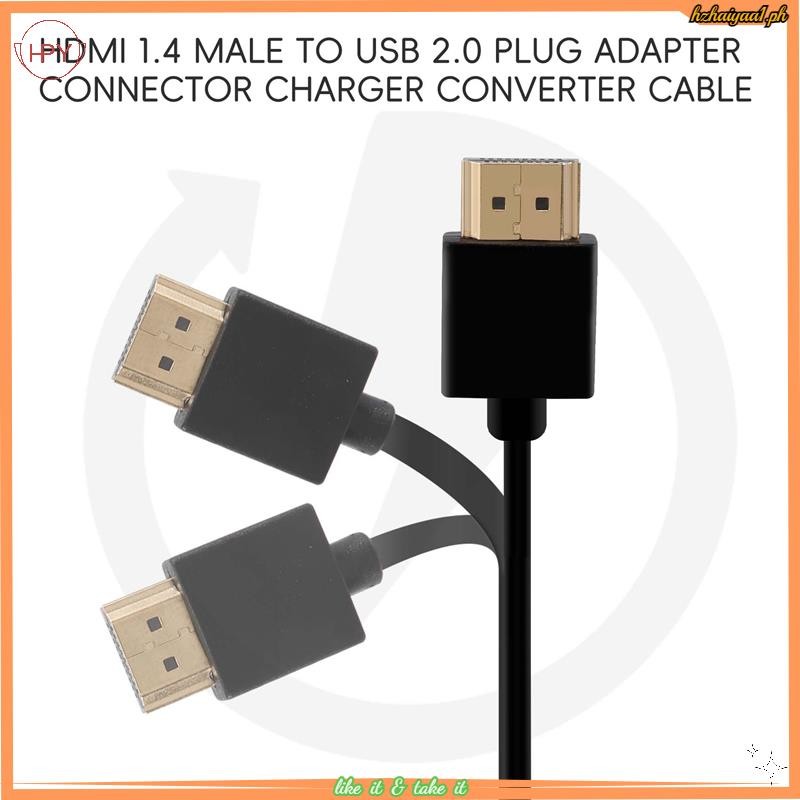 hzhaiyaa1.ph HDMI 1.4 Male เป็น USB 2.0 Plug Adapter Connector Charger Converter Cable