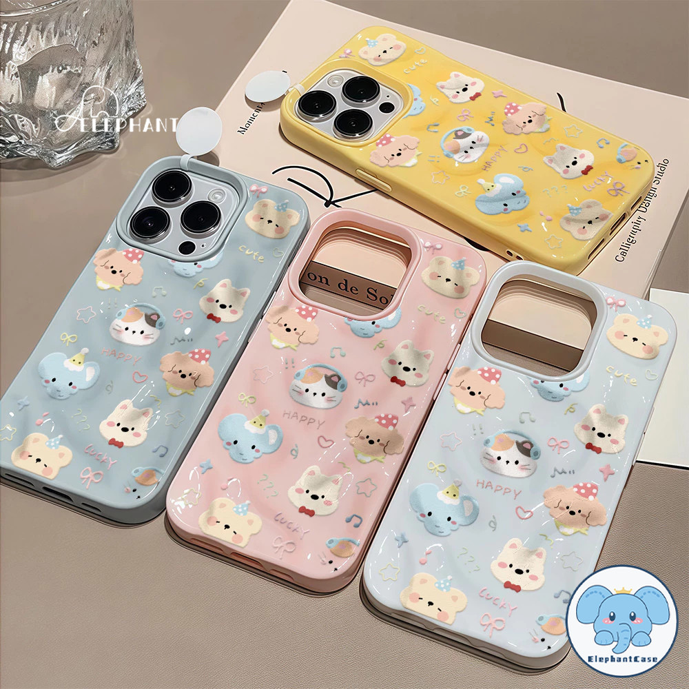 เข้ากันได้กับ IPhone 16 XR 15 13 11 14 12 Pro Max X XS MAX 15 16 14 Plus ลูกสุนัขลูกแมวลูกแมวโบกน้ำ Ruffle ปกคลุมน้ำ