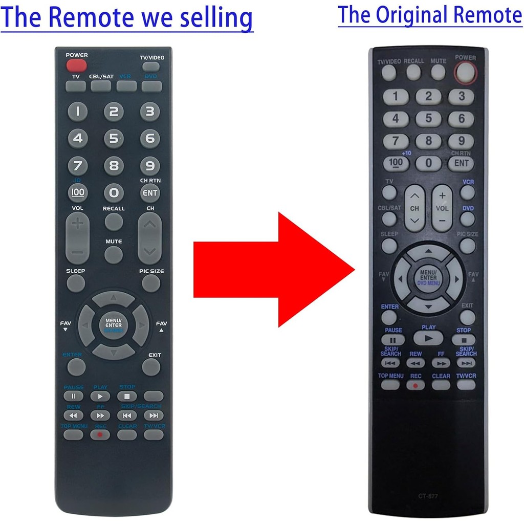 CT-877 sub CT-885 เปลี่ยนรีโมทคอนโทรลเข้ากันได้กับ Toshiba CRT TV 30HF85 26DF46 26DF56 26HF15 26HF66