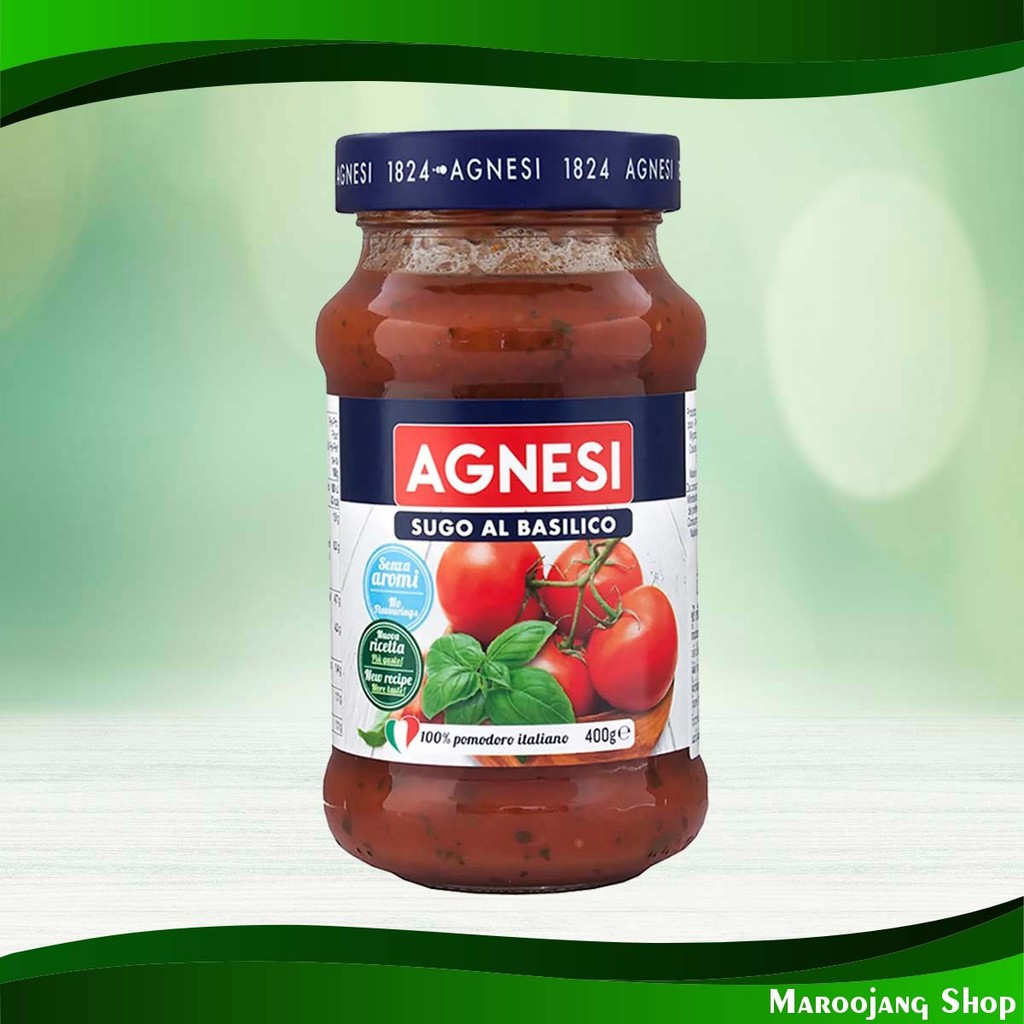 สปาเก็ตตี้ซอส+ใบแมงลัก แอคเนซี 400ก. Spaghetti Sauce + Basil Leaves Agnesi