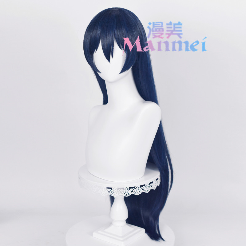 วิกผม Hinata สีฟ้าและดำ สไตล์ Cosplay รุ่นที่สอง