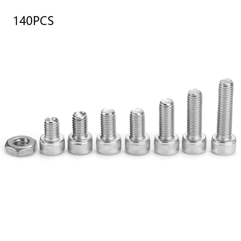 Garosa 140 ชิ้นสแตนเลสสตีล Hex ซ็อกเก็ตหัวสลักเกลียว #10-32 Hex Screw Assortment Kit 6 ขนาดที่แตกต่า