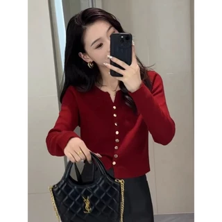 สเวตเตอร์แขนยาวผู้หญิง สไตล์ใหม่ V คอ สีดำ:size slim fit