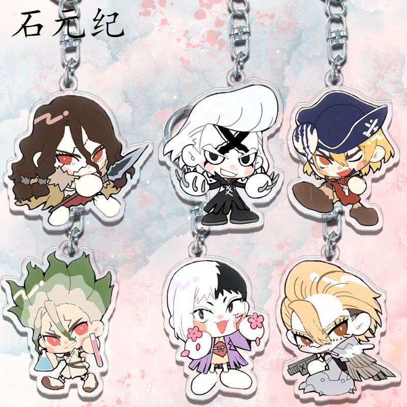 อะนิเมะสุดน่ารัก Dr.Stone พวงกุญแจอะคริลิครุ่นคอสเพลย์ charm ตัวอักษร Senku Tsukasa Taiju kurumu พวงกุญแจแฟนๆ