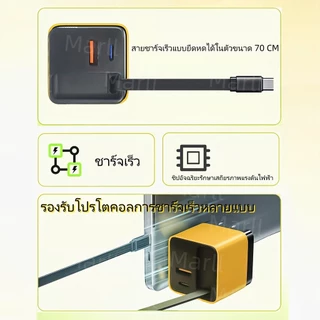 ที่ชาร์จGaN อเนกประสงค์ 80W 3in1 USB+Type-Cอะแดปเตอร์ชาร์จเดินทางแบบเร็ว ที่ชาร์จติดผนังสำหรับโทรศัพท์/แท็บเล็ต/แล็ปท็อป