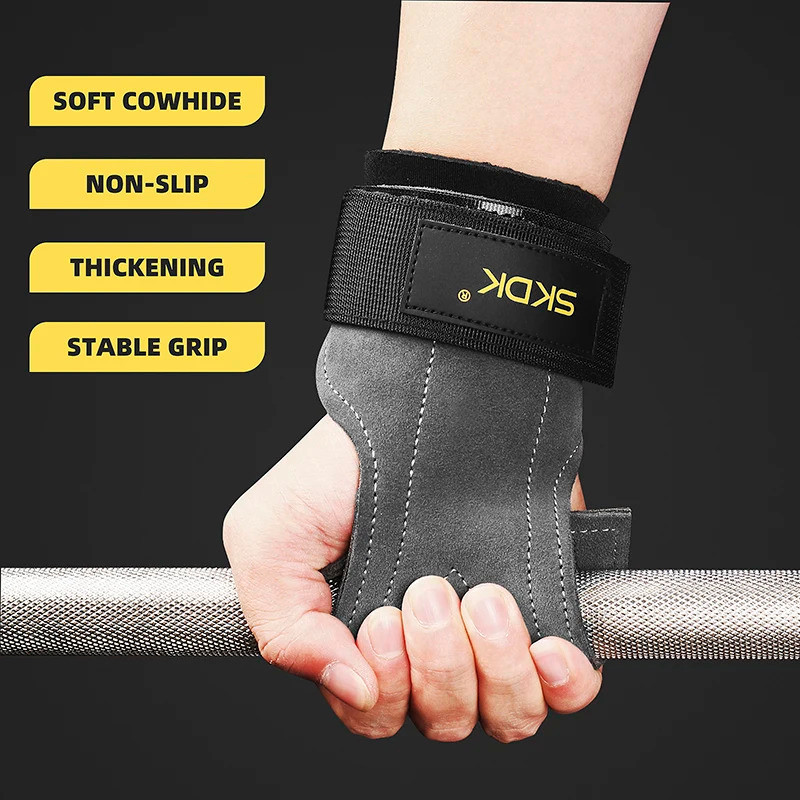 SKDK Gym Grips Palm Guards Cowhide Palm Protector  Weightlifting Gymnastics Workout Gloves Grips Fit