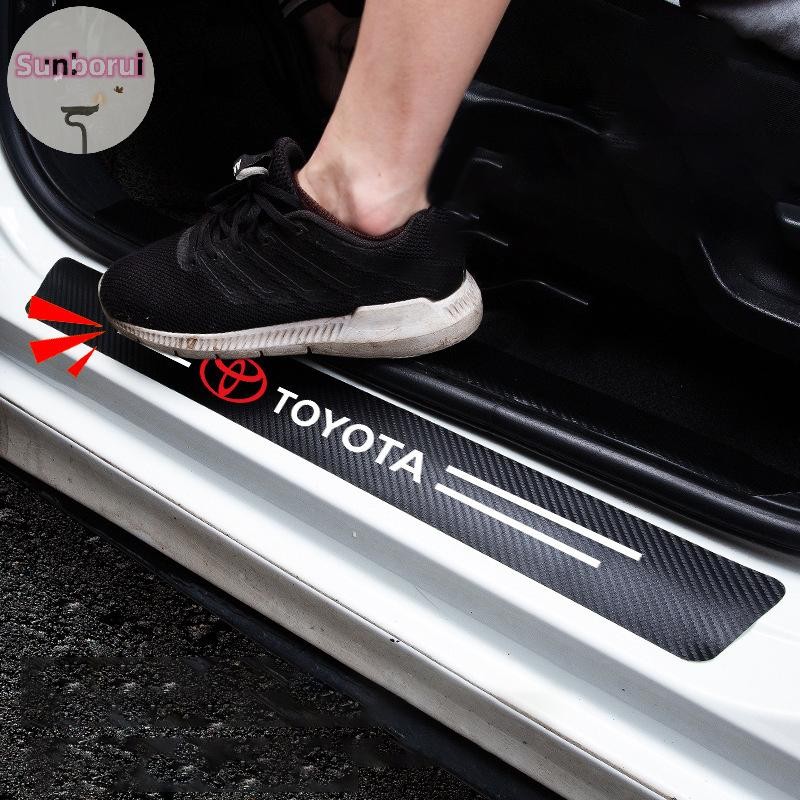 Sunborui คุณภาพสูงคาร์บอนไฟเบอร์รถประตู Sill Protector สติกเกอร์สําหรับ Audi Q5 Q3 Q2 Q7 A3 B5 B6 B7