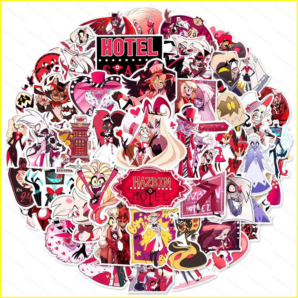 MG1 56 ชิ้น/เซ็ต Hazbin Hotel Charlie กระเป๋าเดินทางโน้ตบุ๊คบัญชีแยกประเภทตกแต่งกันน้ําสติกเกอร์บุคล