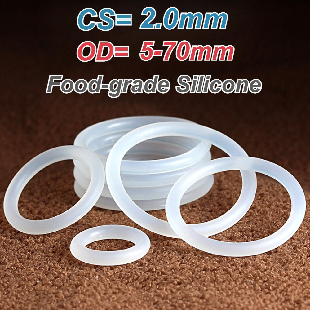 [MX] CS2.0mm * OD5-70mm ซิลิโคนเกรดอาหาร O-ring แหวนซีลยางสีขาวกันน้ําทนอุณหภูมิสูง VMQ O-ring