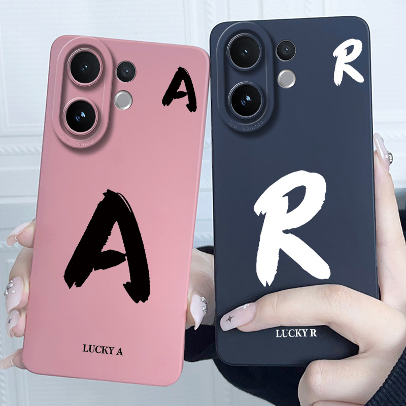 สําหรับ Vivo V60 2025 ฝาครอบกรณี Lucky Initial Letter คู่ซิลิโคนนุ่มกันชนโทรศัพท์สําหรับ VivoV60 V 60 5G ปลอก