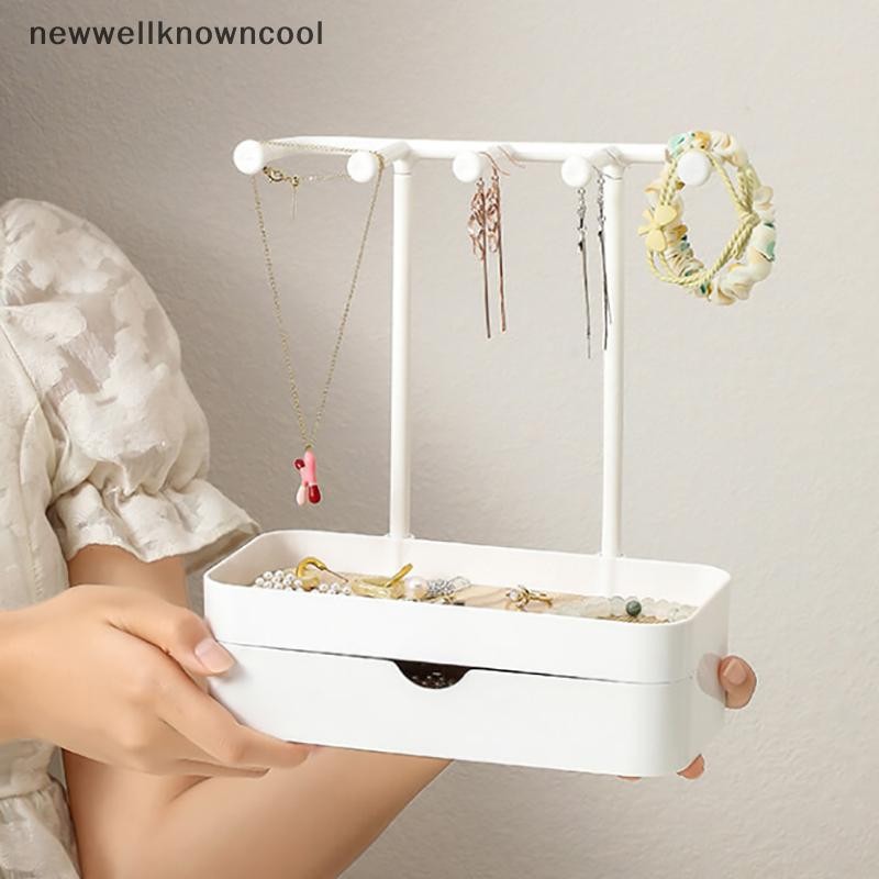 Newwellknowncool Double Layered พร้อมลิ้นชักต่างหูชั้นวางจอแสดงผลสร้อยคอแหวนจัดเก็บ Rack เครื่องประด