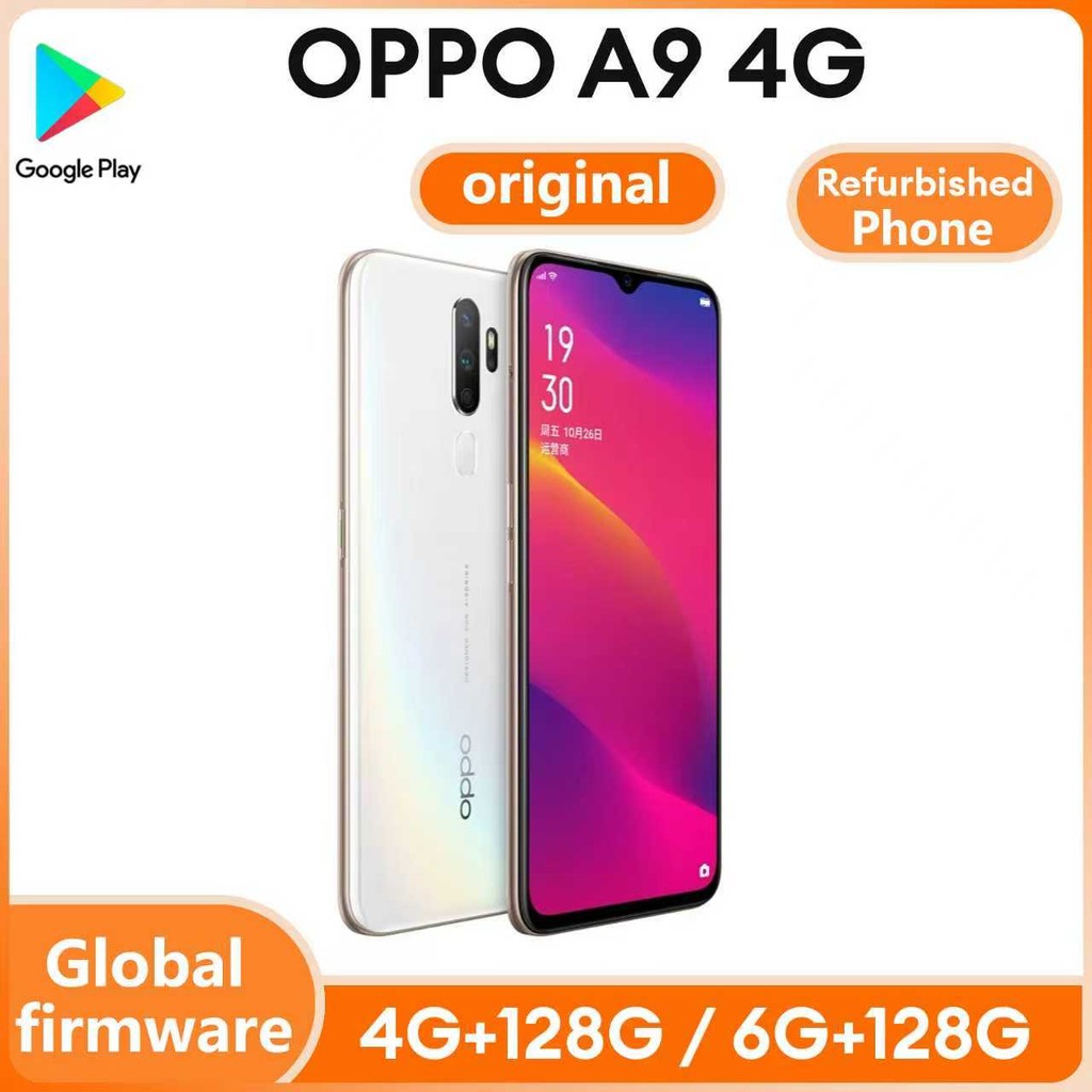 Refurbished OPPO A9 2020 4G /A11 LTE GSM ปลดล็อคกล้อง Quadrule 6.5" 12MP Dual SIM 95% ใหม่ Snapdrago