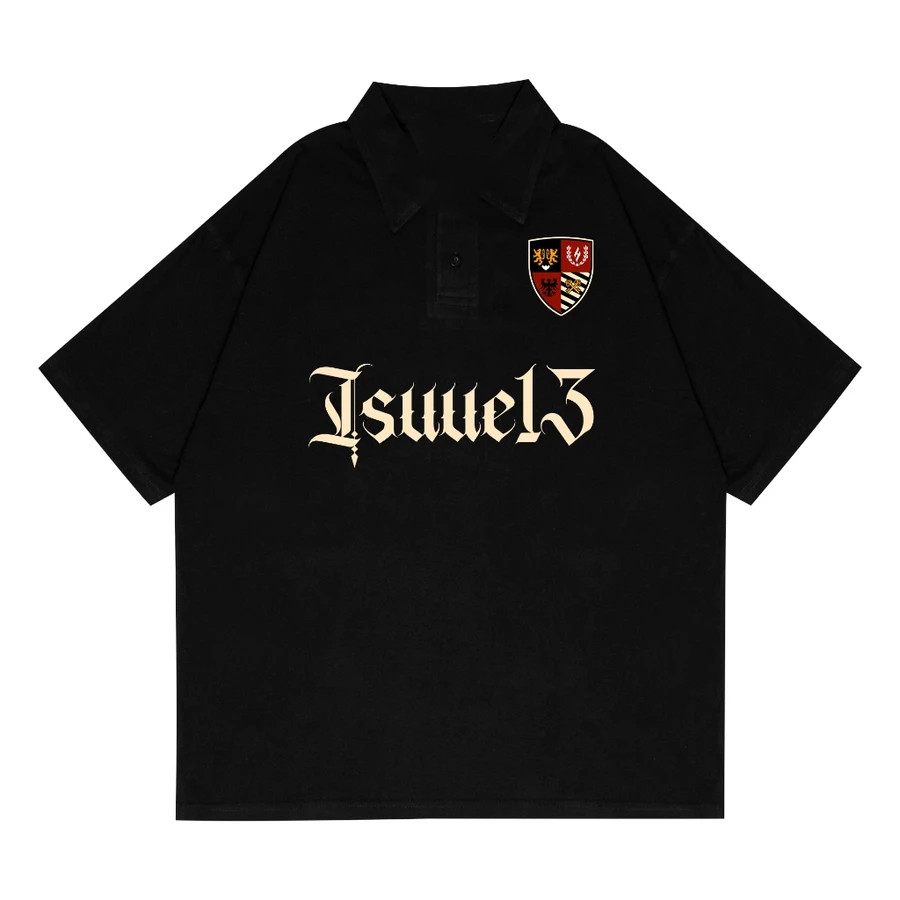 2025 Trend Horror Issue Vintage Rugby Polo T-Shirt ISSUE13 สีดํา เสื้อโปโล Unisex โปโลวินเทจ
