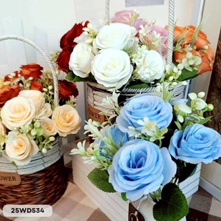 กุหลาบแซม 5 ก้าน 7 ดอก หน้าดอก 5 cm. สูง 27 cm.
