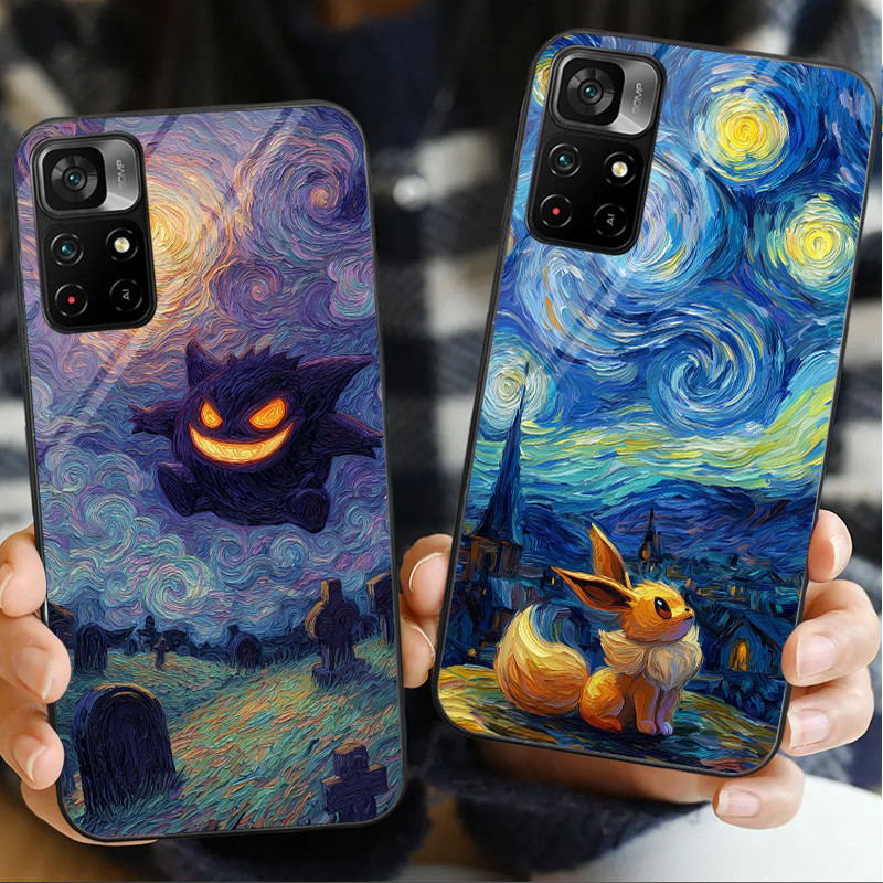 Pokemon van gogh แก้วเคสโทรศัพท์สําหรับ POCO F3 F4 F5 M3 M4 M5 M6 4G X3 X4 GT NFC X5 X6 PRO 5G