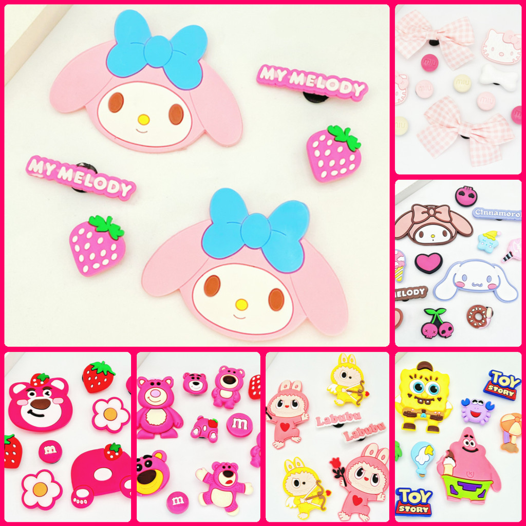 รองเท้าชายหาดสไตล์จิบบิลซ์ สีหวานเหมือนมาคารอน ลายดอกไม้ หูยาว ยางนุ่มสบายเท้า