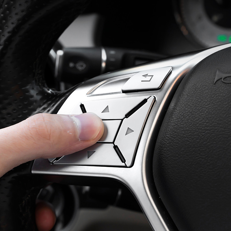 เหมาะสําหรับ Mercedes-Benz GLK260 เก่า C200 E260 CLS ML GL สติกเกอร์ตกแต่งปุ่มพวงมาลัยดัดแปลง
