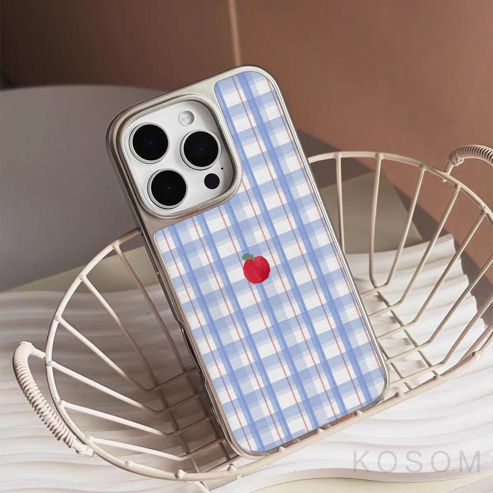 เคสโทรศัพท์ลายสก๊อตสีฟ้าและสีขาวทนต่อการตกสําหรับ iPhone 16 Promax 15 Promax 11 12 13 14plus 15plus 16e 16plus 15pro – โปรปัง