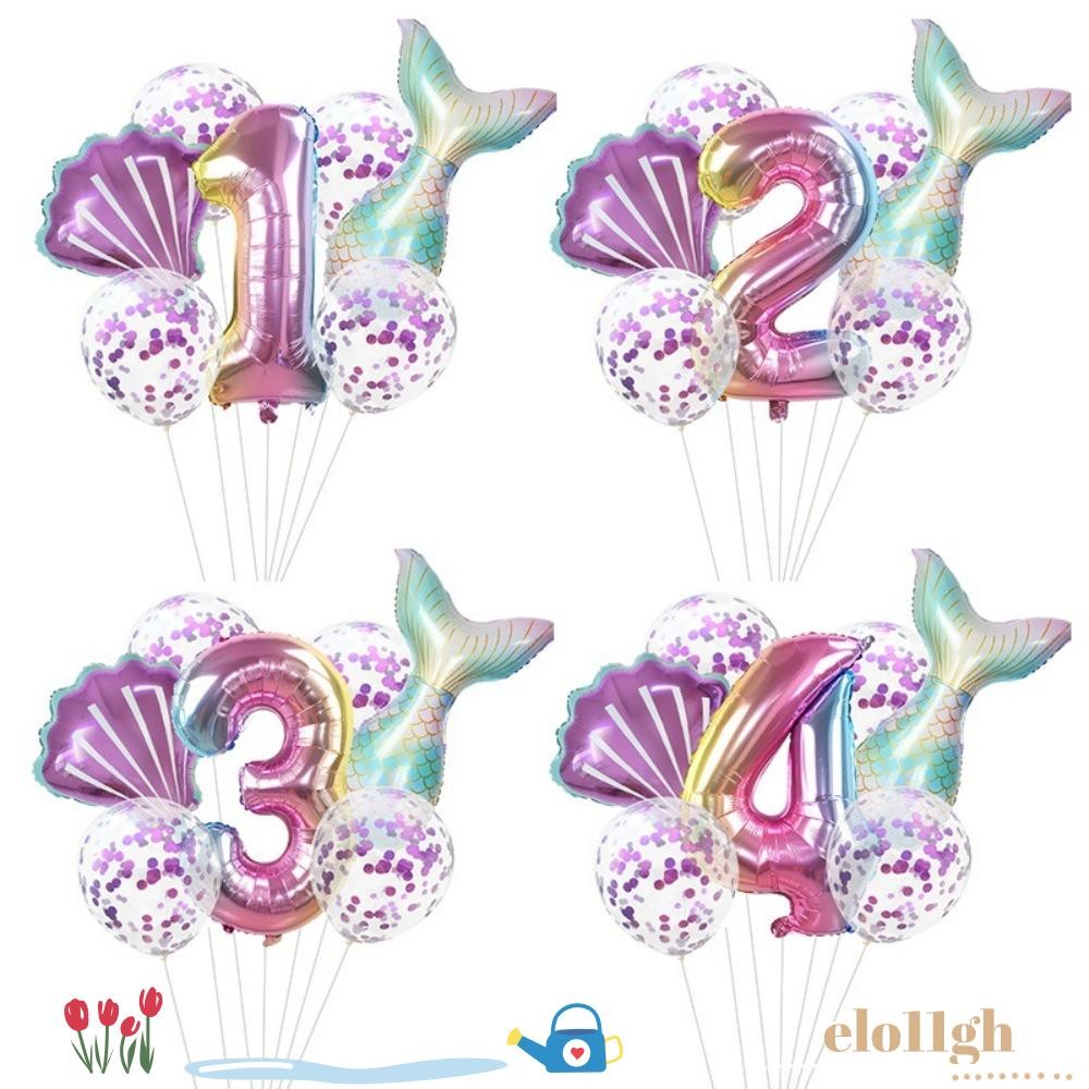 อีล็อกส์ 7ชิ้นบอลลูนนางเงือกชุด,ของขวัญ ทําเอง ฟอยล์บอลลูนเงือกน้อยพรรคบอลลูน,32นิ้วจํานวนเด็กตกแต่ง
