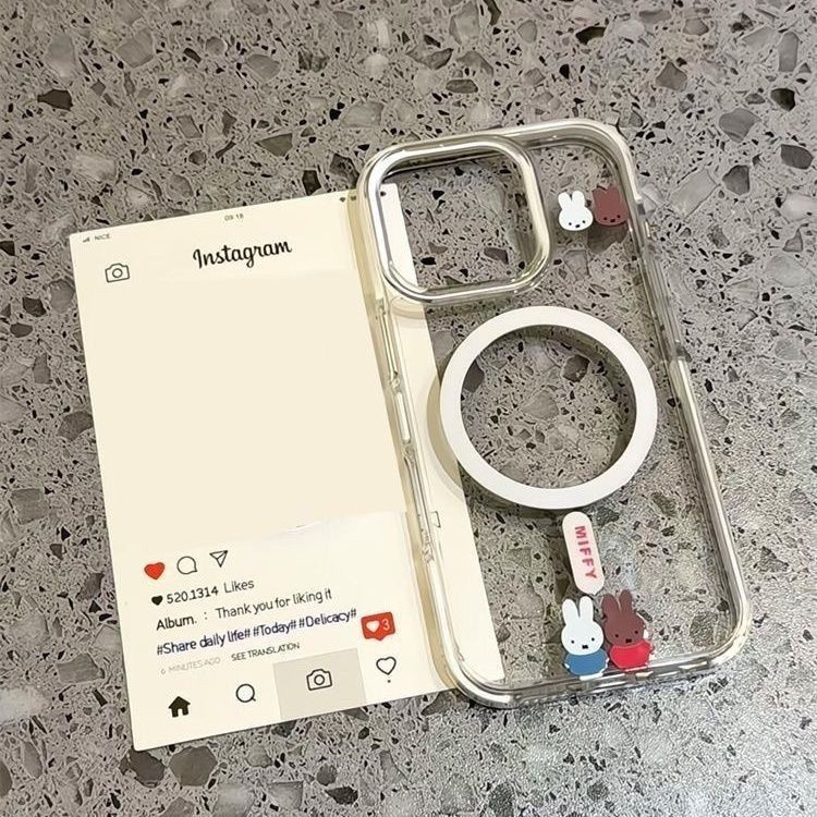 สไตล์เกาหลีนุ่มน่ารักน่ารักกระต่าย มิฟฟี่ วงเล็บแม่เหล็กเหมาะสําหรับ 16โปรแม็กซ์ เคสโทรศัพท์ 15มือโปร สด - รูปที่ 2