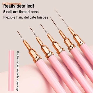[risingmeup] 5 ชิ้น/เซ็ต Nail Art Liner Brush สําหรับการออกแบบภาพวาด Striping,เจล Liner Nail Art Brushes สําหรับเล็บ 7/9/11/15/20 มม.ใหม่