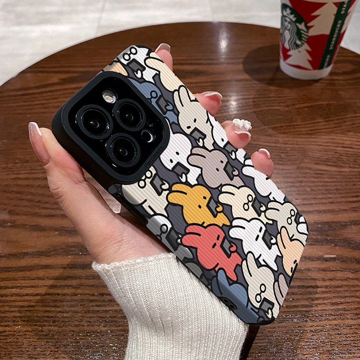 กระต่ายสายน่ารัก | ปลอกหนังสําหรับiPhone 17 Air 16E 16 6 6s 7 8 XS XR 11 12 13 14 15 Pro Plus Max TPUซิลิโคนอ่อนนุ่มพร้อมเลนส์กล้องฝาหลังป้องกัน | ZD B010