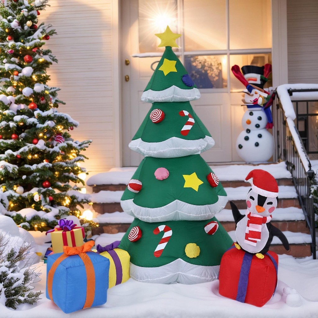 Inflatable Christmas Tree กลางแจ้ง 5.9ft Lighted Holiday Party Blow Up ต้นคริสต์มาส Inflatables ตกแต