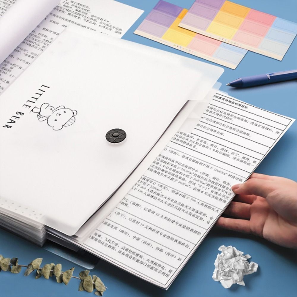 โฟลเดอร์ 8 ชั้นสําหรับนักเรียนที่มีถุงเอกสารความจุขนาดใหญ่ ถุงเก็บของคัดแยกหลายชั้น กล่องคลิปหนีบกระดาษทดสอบ A4 สิ่งป - รูปที่ 4