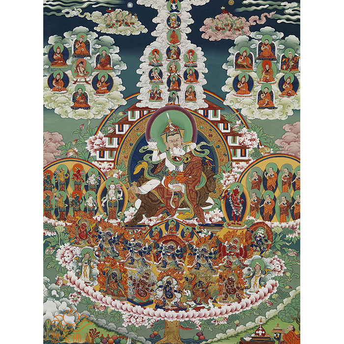 Nyingma School Great Perfection Dragon Qinning Ti Guru Rinche แปลง Tangka ภาพวาดทิเบตภาพวาด Pried Ta