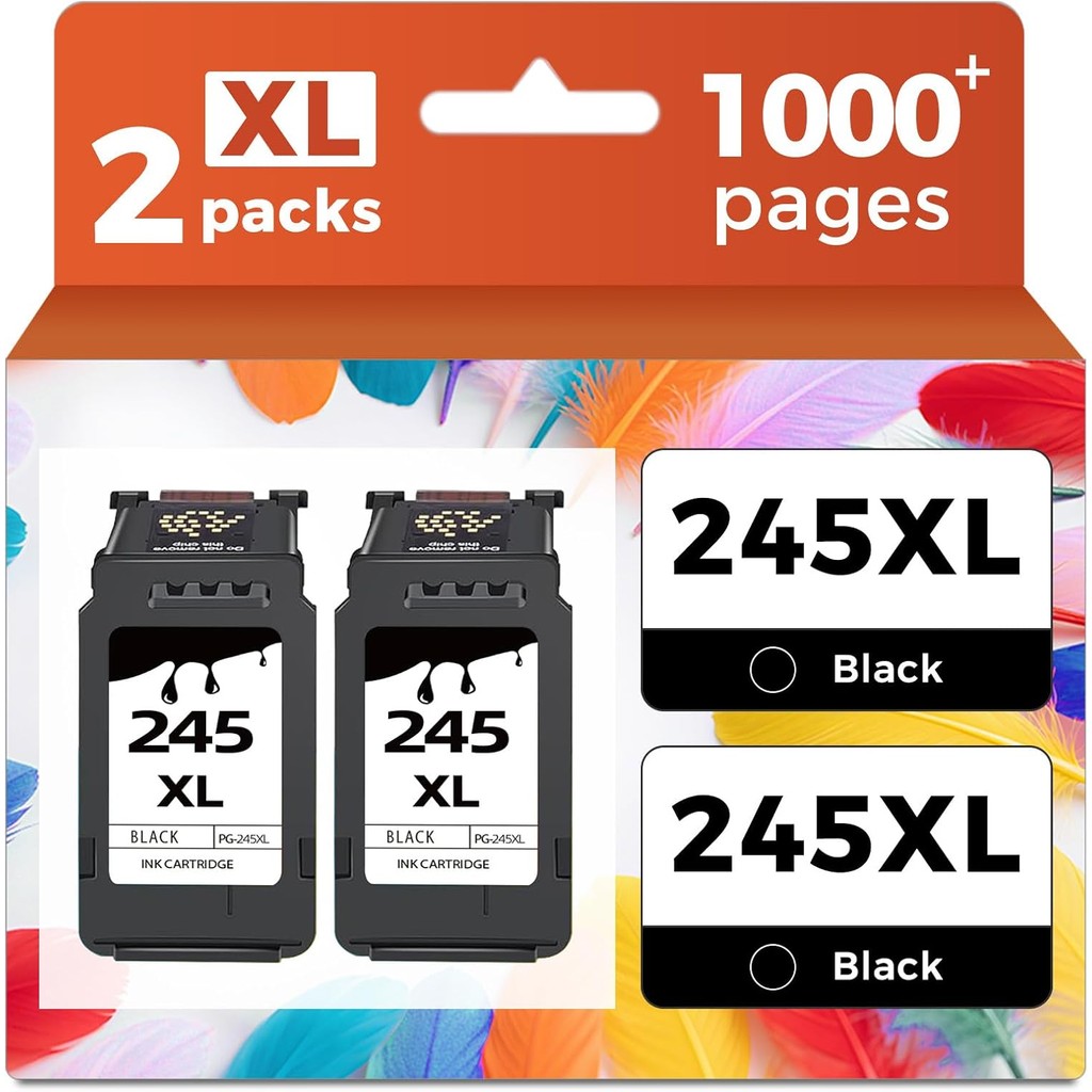 ตลับหมึกสําหรับ Canon 245XL 245 สีดํา PG-245 PG245 XL (2-Pack) ถึง MX490 MG2522 MX492 TR4520 TR4500 