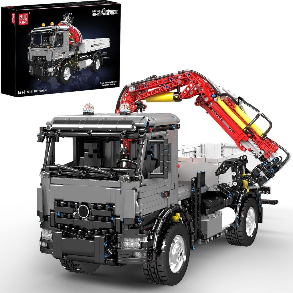 Mould King 19016 ชุดอาคารรถบรรทุกลากจูง, APP/รีโมทคอนโทรลรถบรรทุกติดตั้งเครนชุด,ไดรฟ์ขนส่งของเล่นก่อ