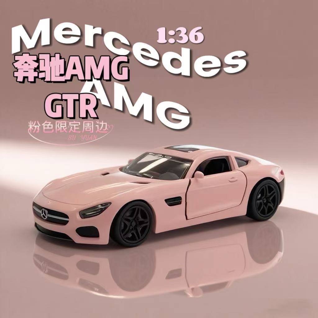 Benz AMG-GTR โลหะผสมจําลองรถสปอร์ตรุ่นคอลเลกชันระดับคุณภาพเด็กของขวัญจํากัดสีชมพู