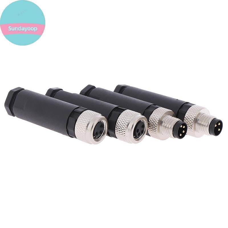 Sund 1 PC M8 Sensor Connector 3/4 Pin ปลั๊กมุมตรงชาย/หญิง TH