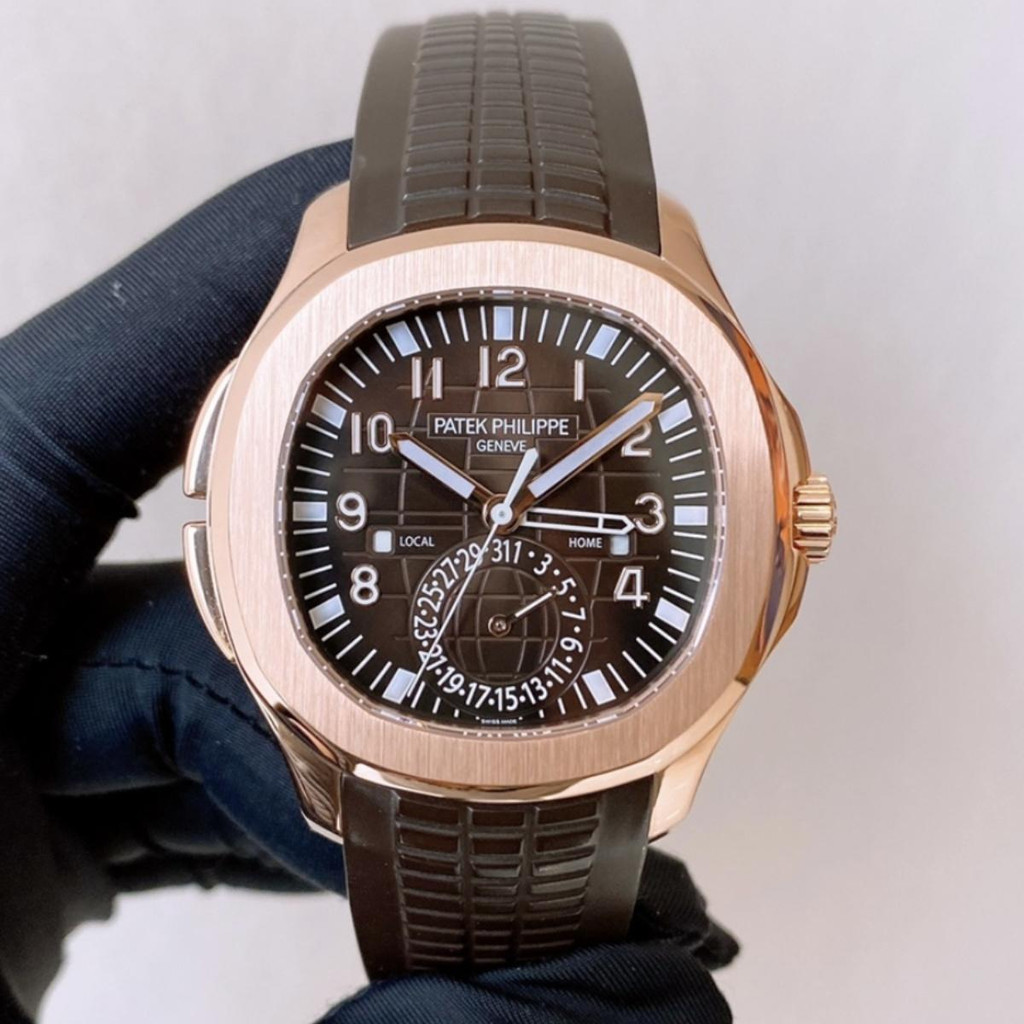 Philippe/Patek Philippe AQUANAUT5164R Rose Gold 40 นาฬิกาเส้นผ่านศูนย์กลาง 2 ตําแหน่งนาฬิกาผู้ชายสวิ