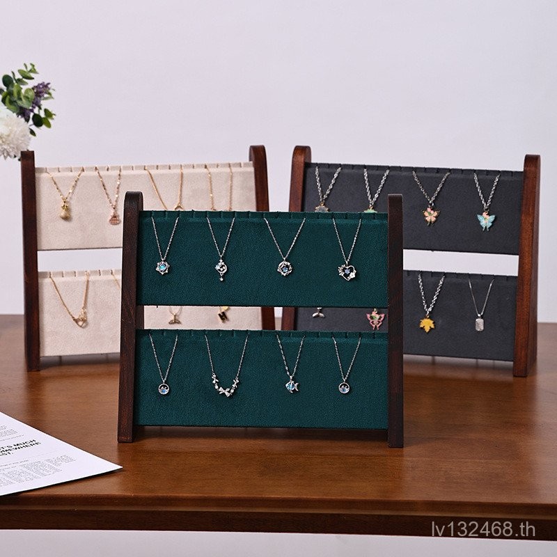 สร้อยคอ High-End Stall Night Market ขาตั้งจอแสดงผลเครื่องประดับไม้ Props วอลนัทชั้นเก็บ Live สีจอแสด